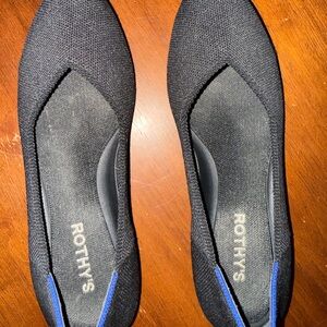 Rothy's Black Flats with Blue Trim